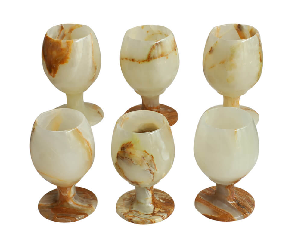 Handcrafted Marble Wine Glass Pair
